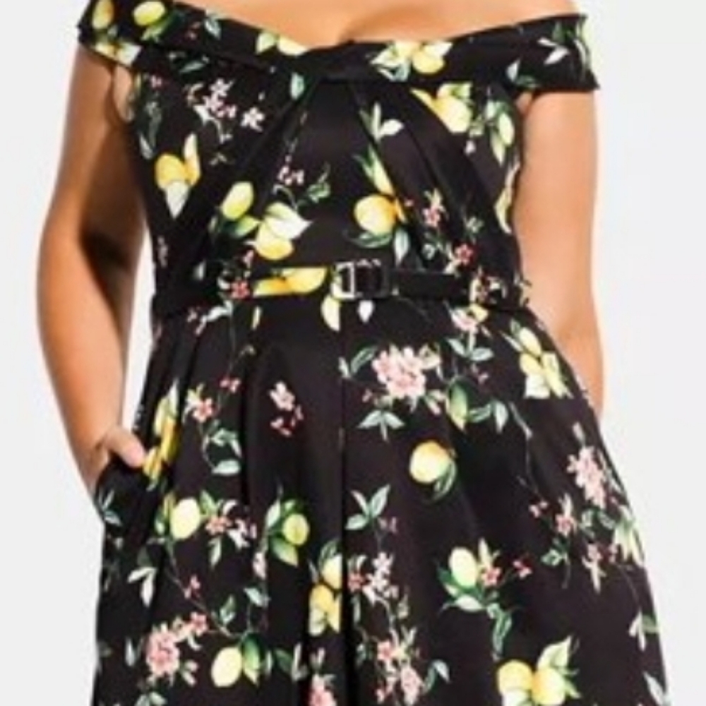 City Chic Plus Amalfi Floral Print Dress